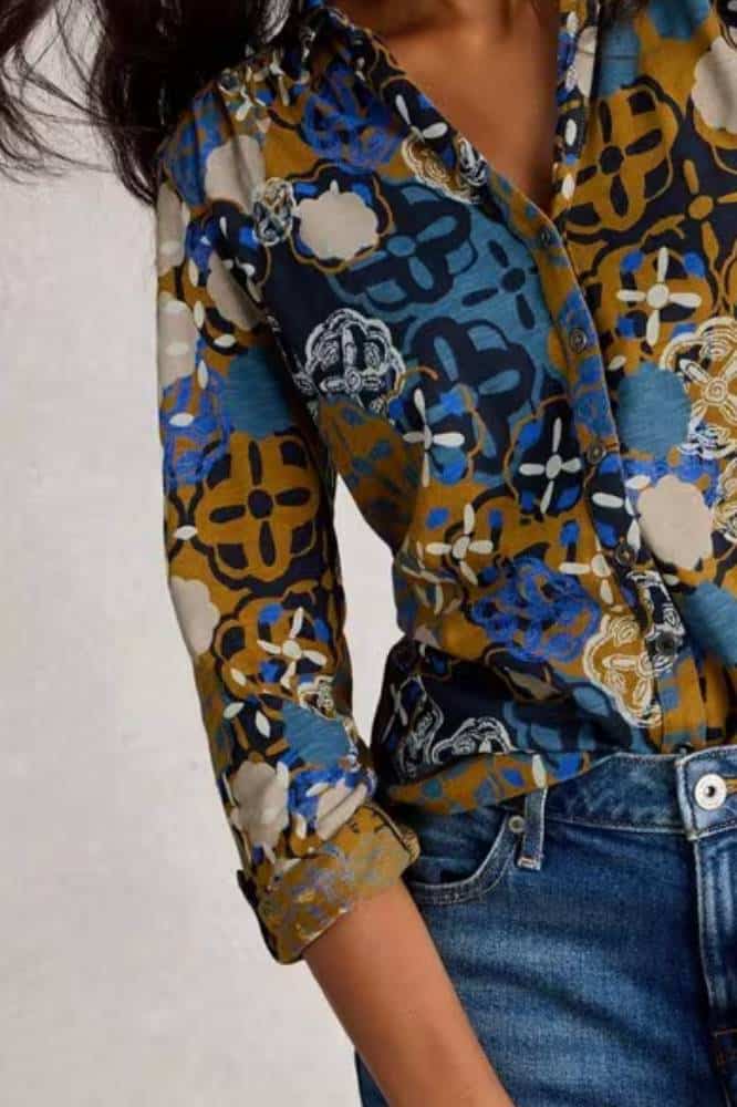 White Stuff Annie Jersey Shirt Chartreuse Multi - 2- La Vie en Rose Damesmode