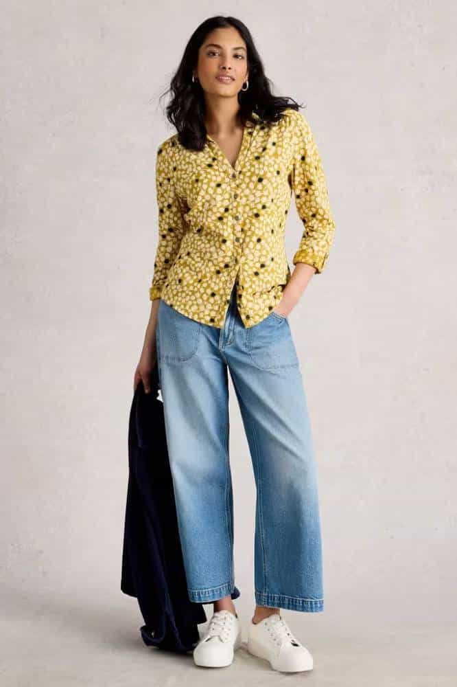 White Stuff Annie Jersey Shirt Chartreuse Multi - La Vie en Rose Damesmode