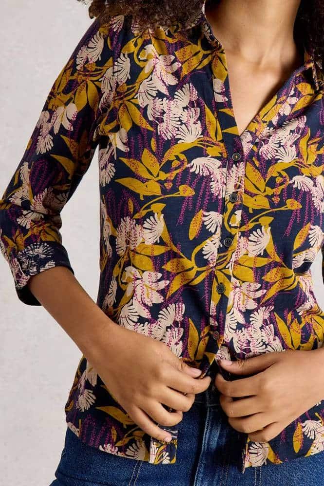 White Stuff Annie Jersey Shirt Navy Multi - La Vie en Rose Damesmode