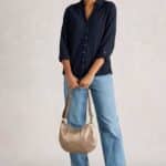 White Stuff Annie Printed Sparkle Shirt Navy Print - La Vie en Rose Damesmode