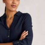 White Stuff Annie Printed Sparkle Shirt Navy Print - La Vie en Rose Damesmode