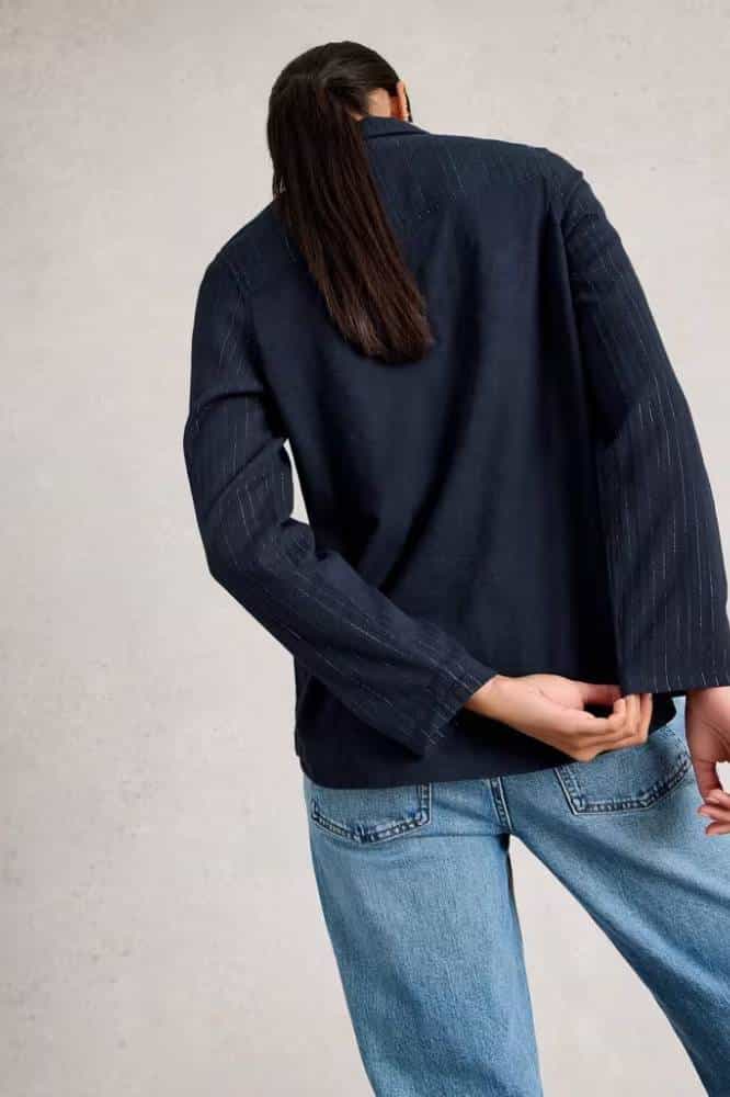 White Stuff Annie Printed Sparkle Shirt Navy Print - La Vie en Rose Damesmode