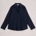 White Stuff Annie Printed Sparkle Shirt Navy Print - La Vie en Rose Damesmode