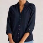 White Stuff Annie Printed Sparkle Shirt Navy Print - La Vie en Rose Damesmode