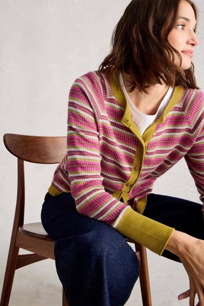 White Stuff Lulu Pattern Cardi Pink Multi - La Vie en Rose Damesmode