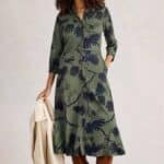 White Stuff Rua Jersey Shirt Dress Green Print - La Vie en Rose Damesmode
