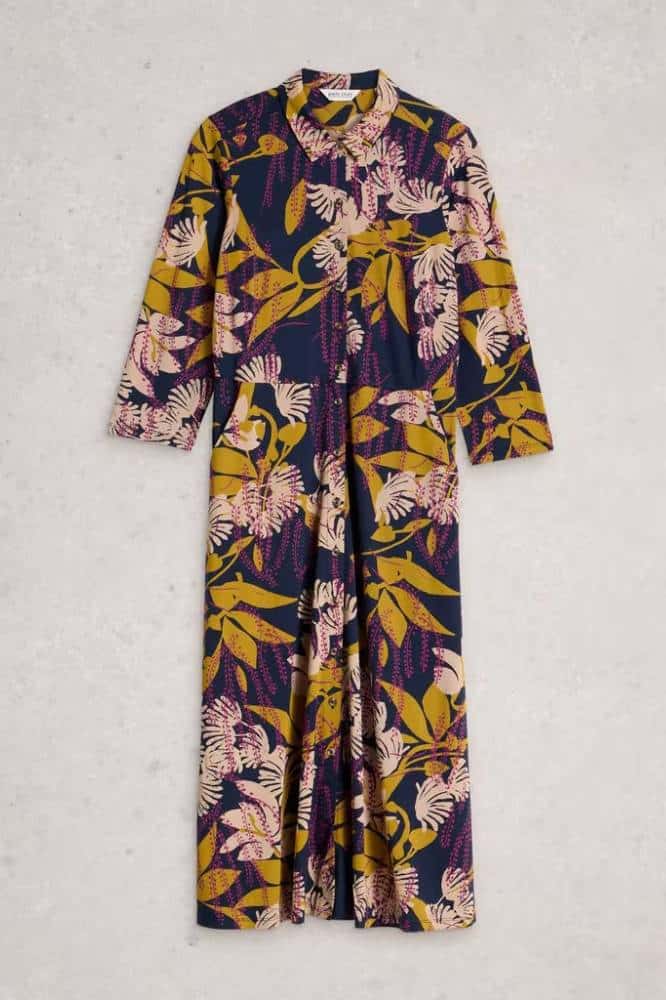 White Stuff Rua Jersey Shirt Dress Navy Multi - La Vie en Rose Damesmode