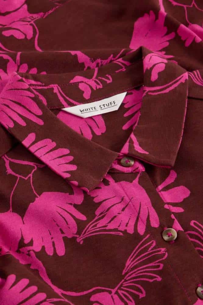 White Stuff Rua Jersey Shirt Dress Pink Print- La Vie en Rose Damesmode