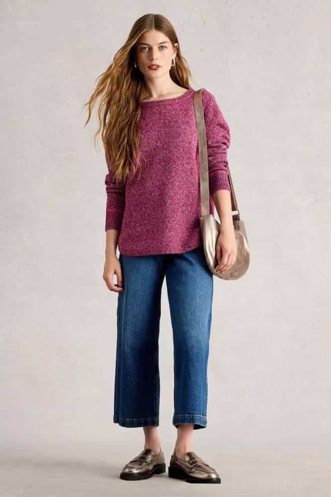 White Stuff Talia Nep Jumper Dark Plum - La Vie en Rose Damesmode