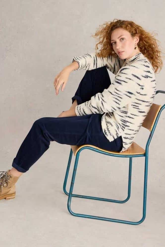 White Stuff Twister Cord Trousers Dark Navy - La Vie en Rose Damesmode