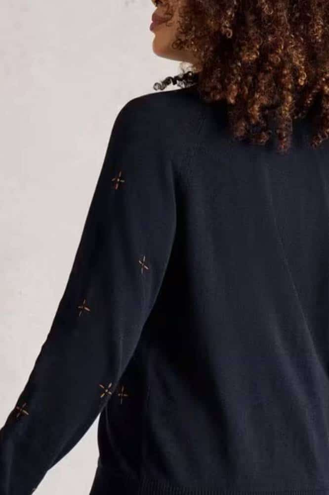 White Stuff Lulu Embroidered Cardi Navy Multi - La Vie en Rose Damesmode