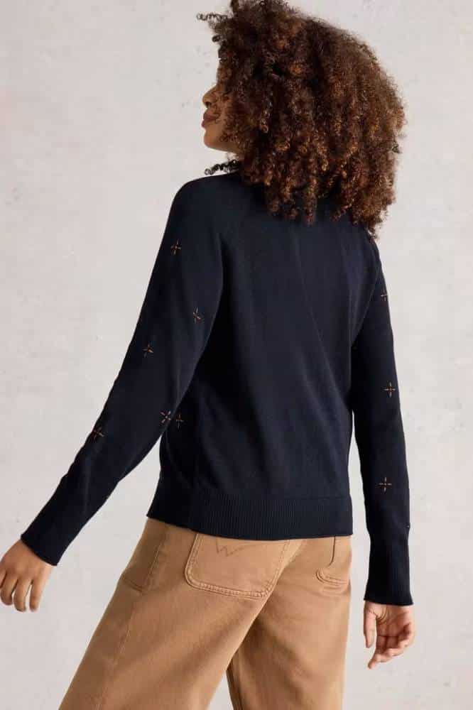 White Stuff Lulu Embroidered Cardi Navy Multi - La Vie en Rose Damesmode